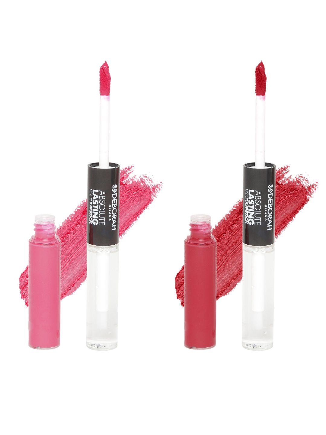 deborah milano set of 2 liquid lipstick with gloss