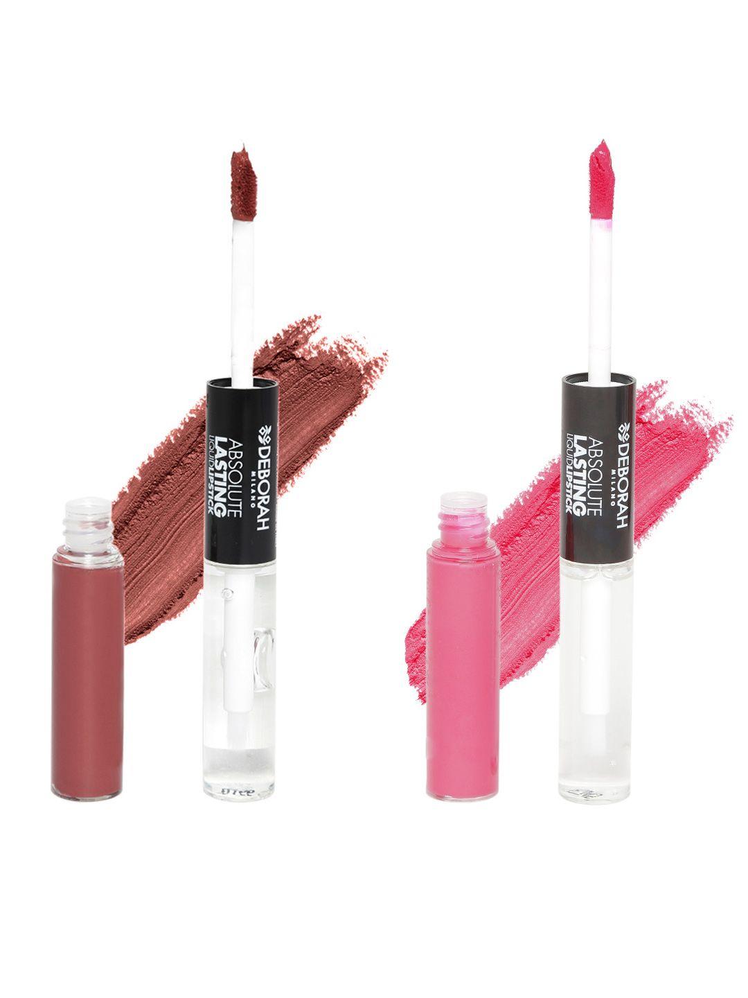 deborah milano set of 2 liquid lipstick with gloss