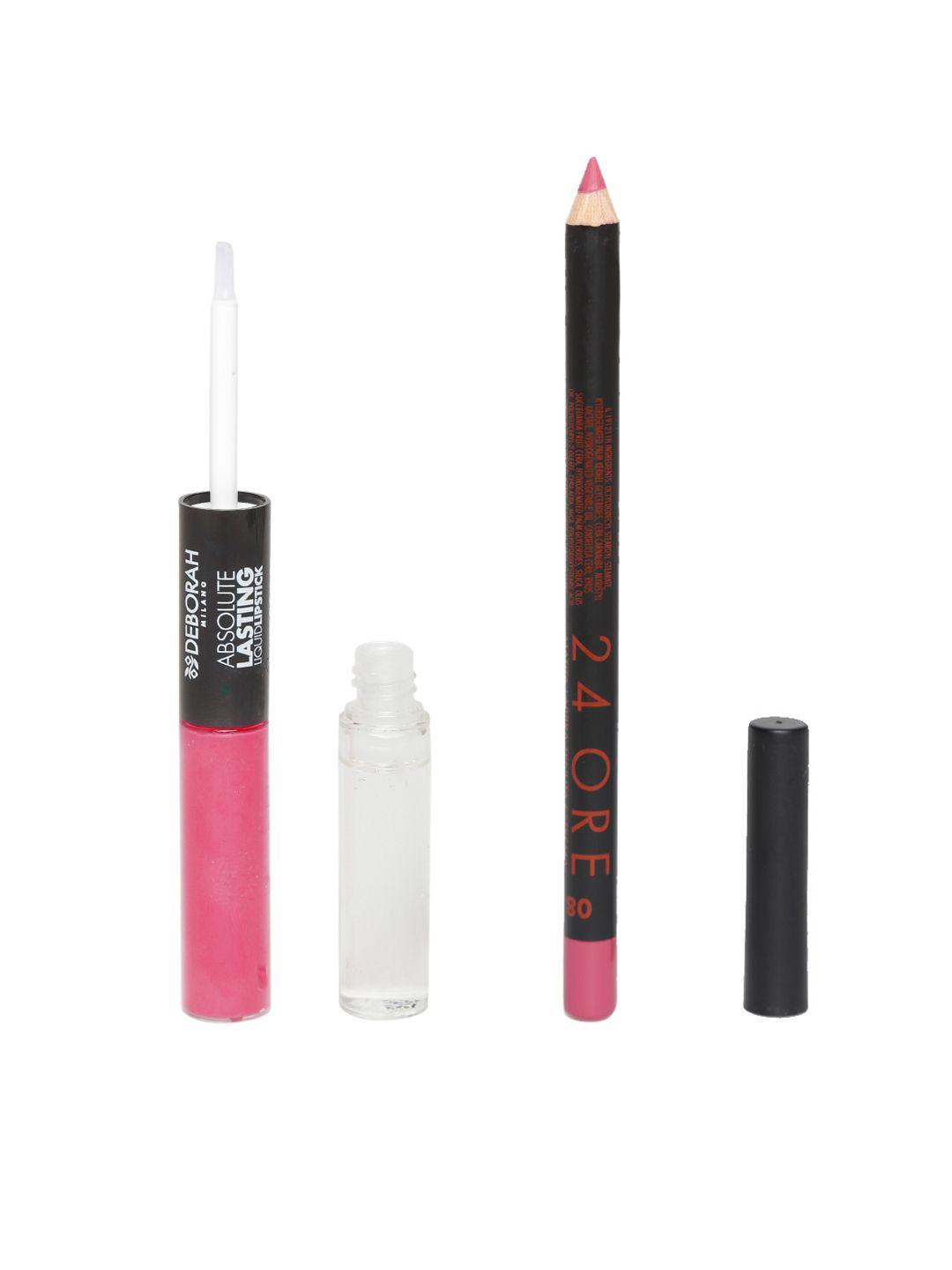 deborah milano set of lip pencil & lipstick with gloss