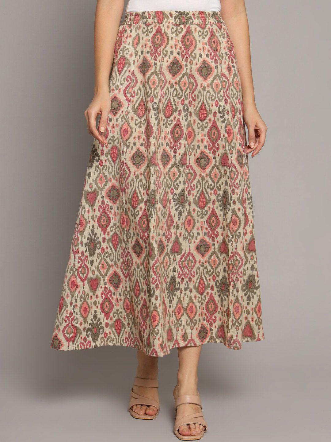 deckedup ethnic motifs printed pure cotton a-line skirts