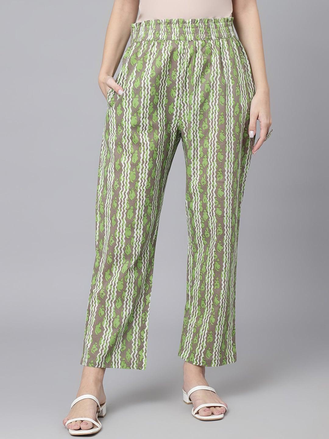 deckedup women printed relaxed easy wash cotton trousers