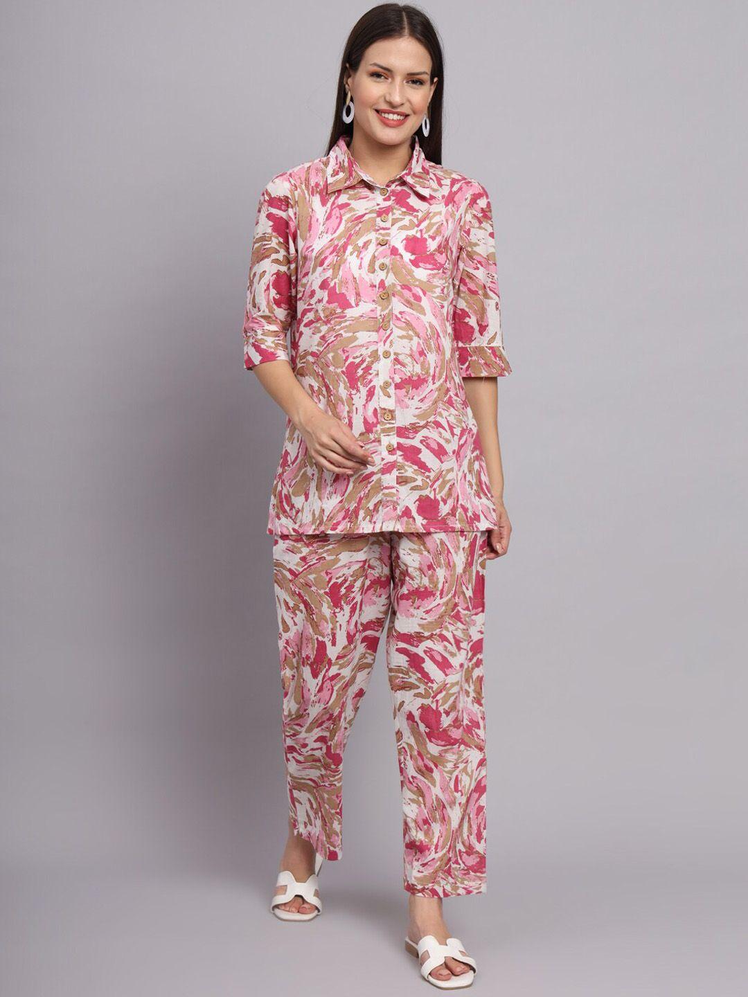 deckedup abstract printed shirt with trouser