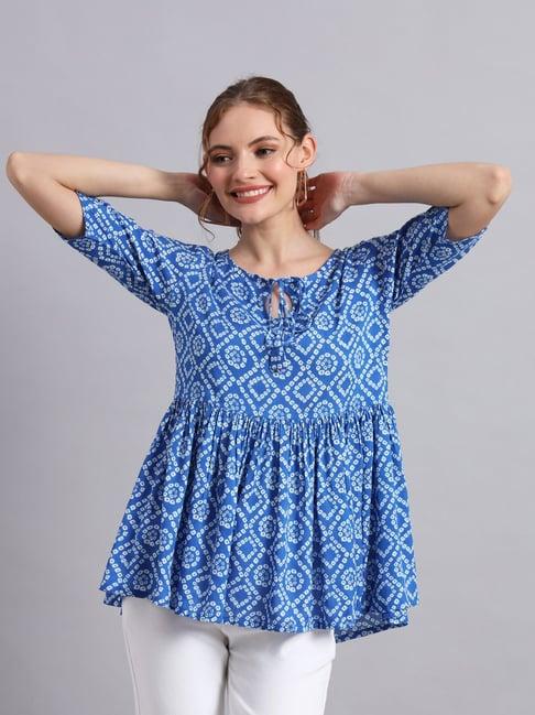 deckedup blue printed tunic