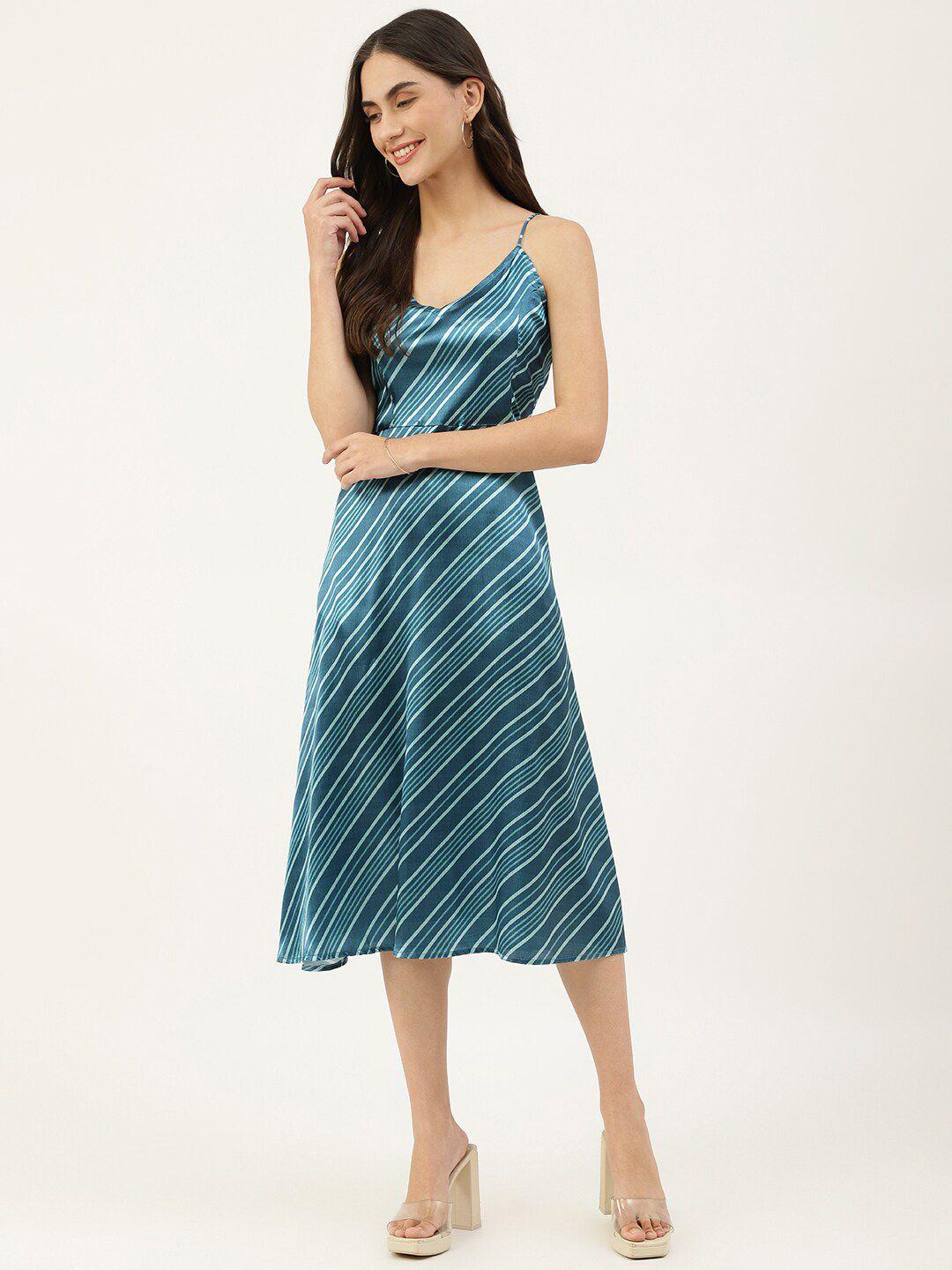 deckedup blue striped midi dress
