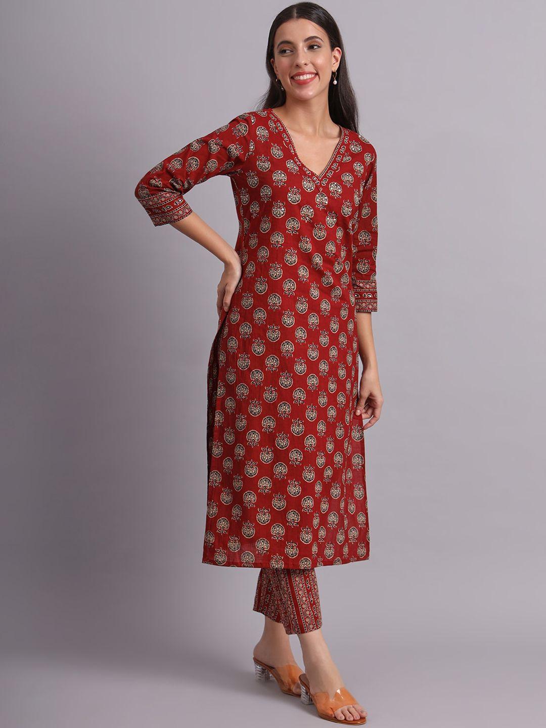 deckedup floral printed sequinned kurta with trousers