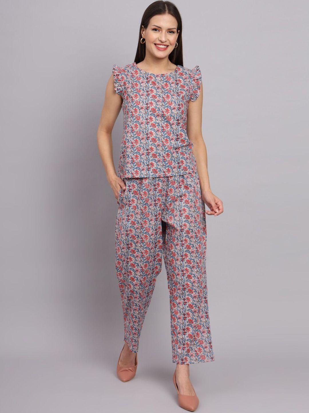 deckedup floral printed top with trouser