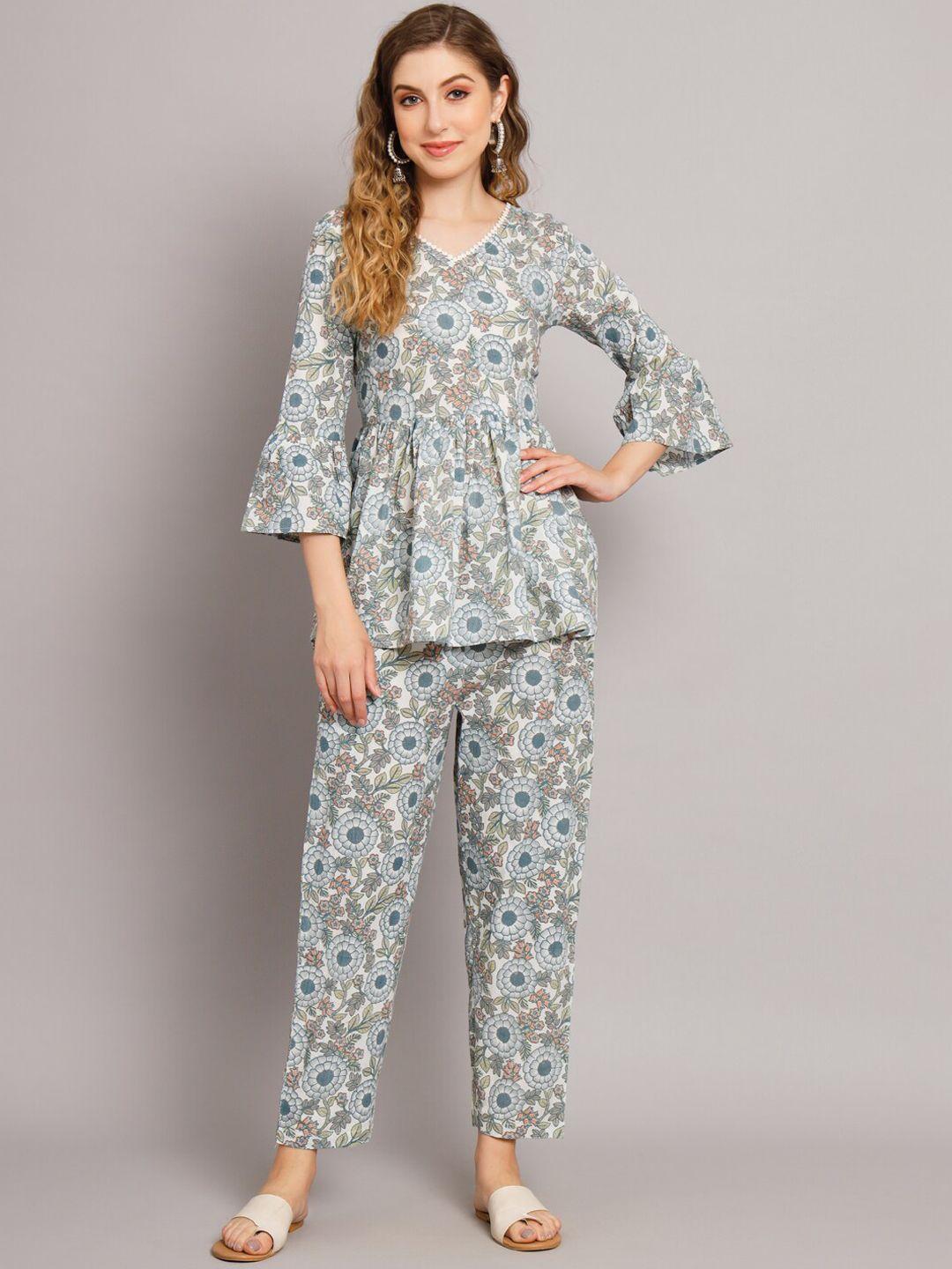 deckedup floral printed top with trousers