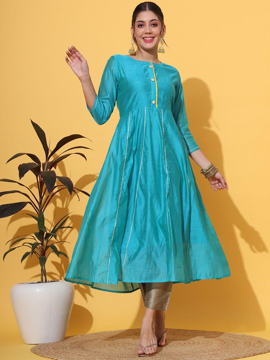 deckedup gotta patti chanderi cotton anarkali kurta