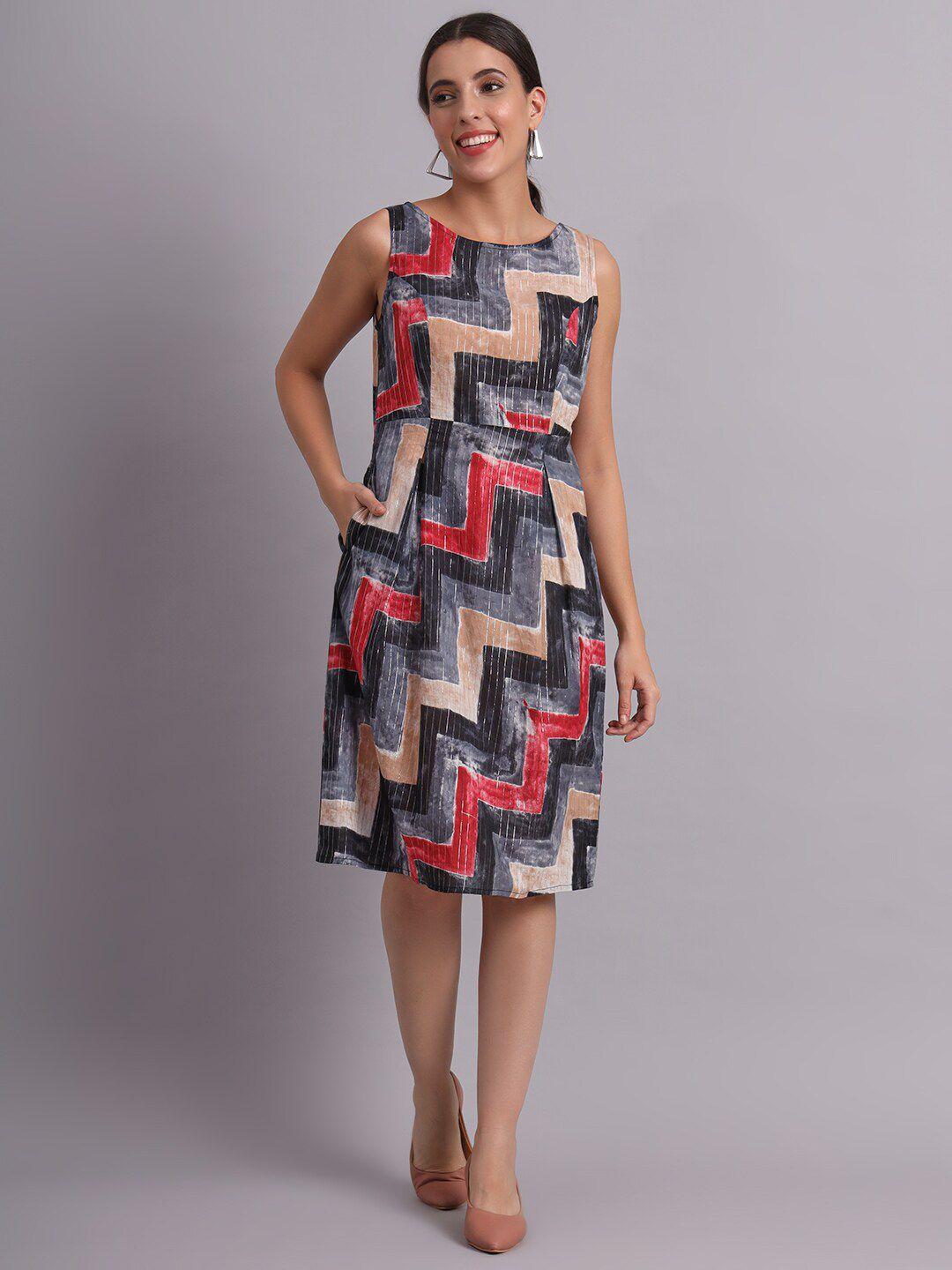 deckedup multicoloured print sheath dress