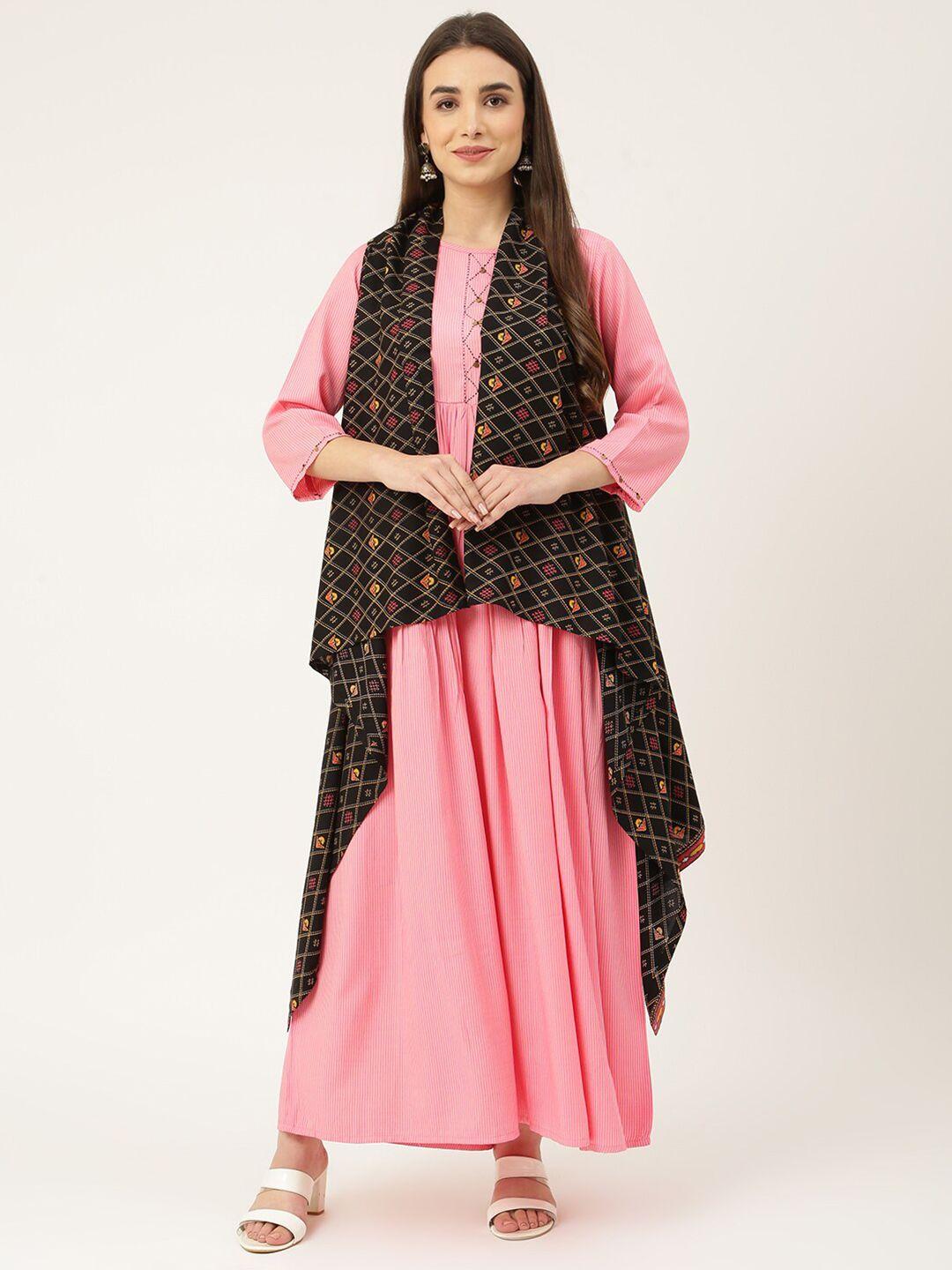 deckedup pink maxi dress with shrug