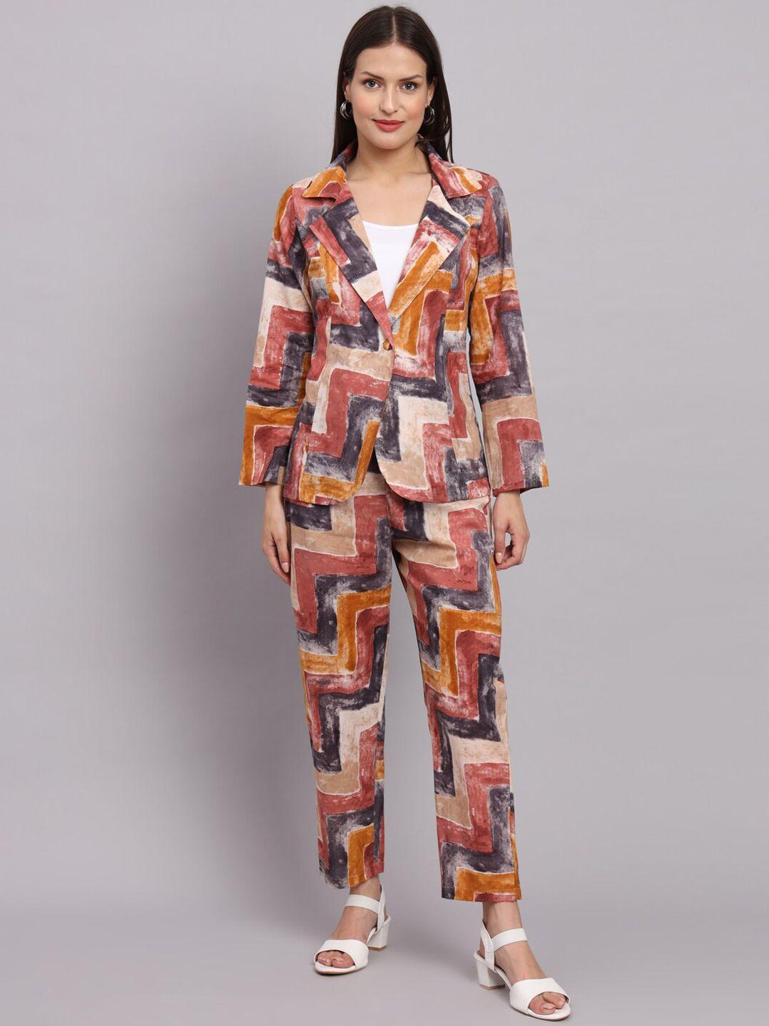 deckedup printed coat with trousers co-ords