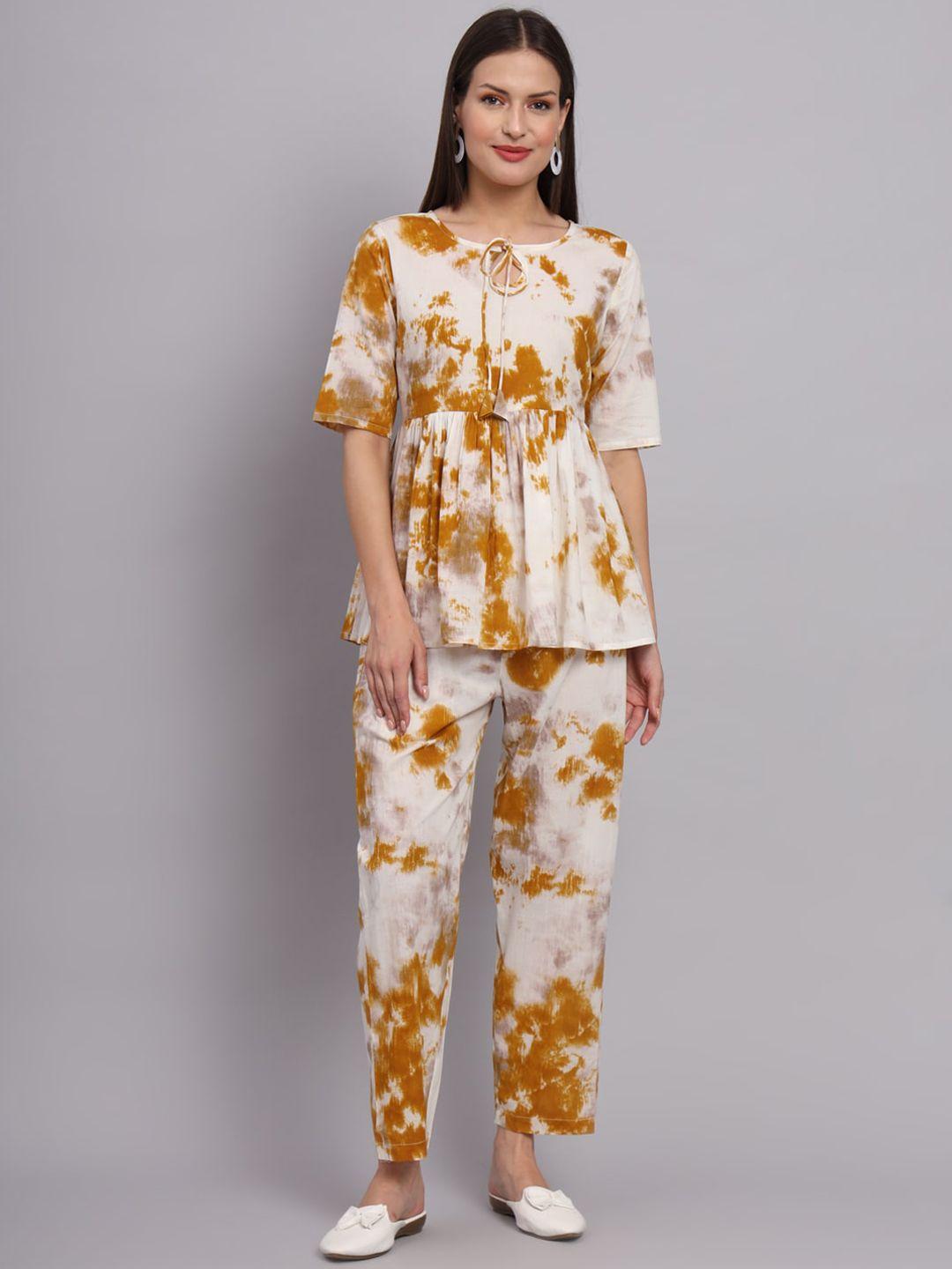 deckedup tie & dye printed top & trousers