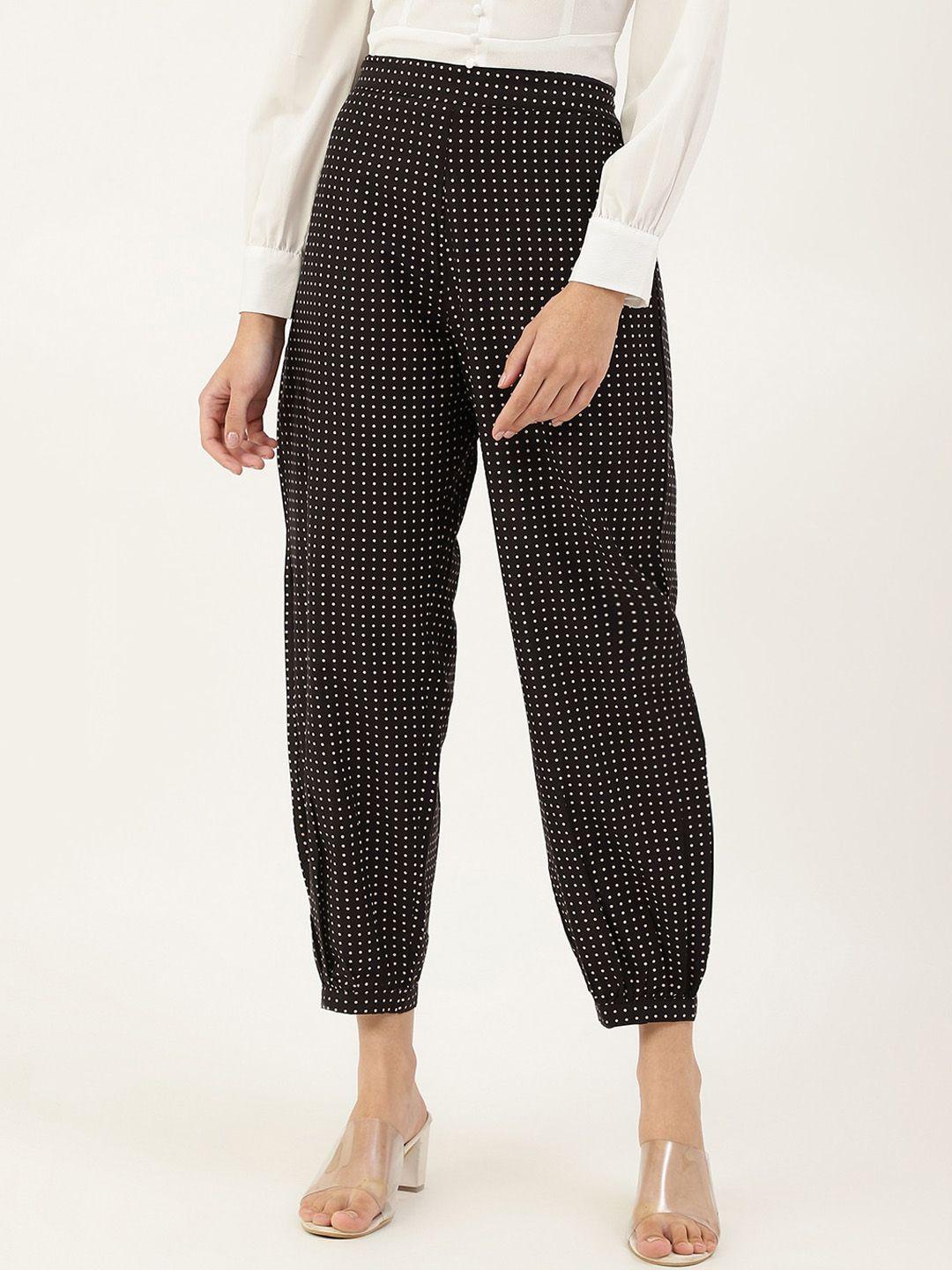 deckedup women checked relaxed wrinkle free trousers