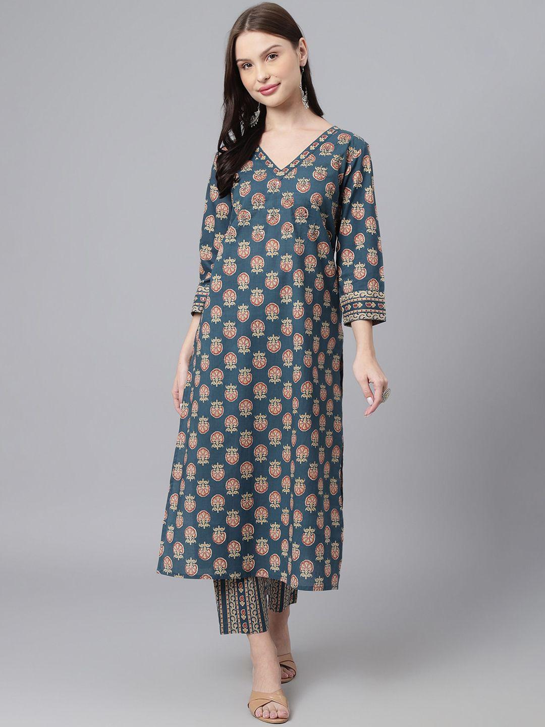 deckedup women ethnic motifs printed cotton kurta