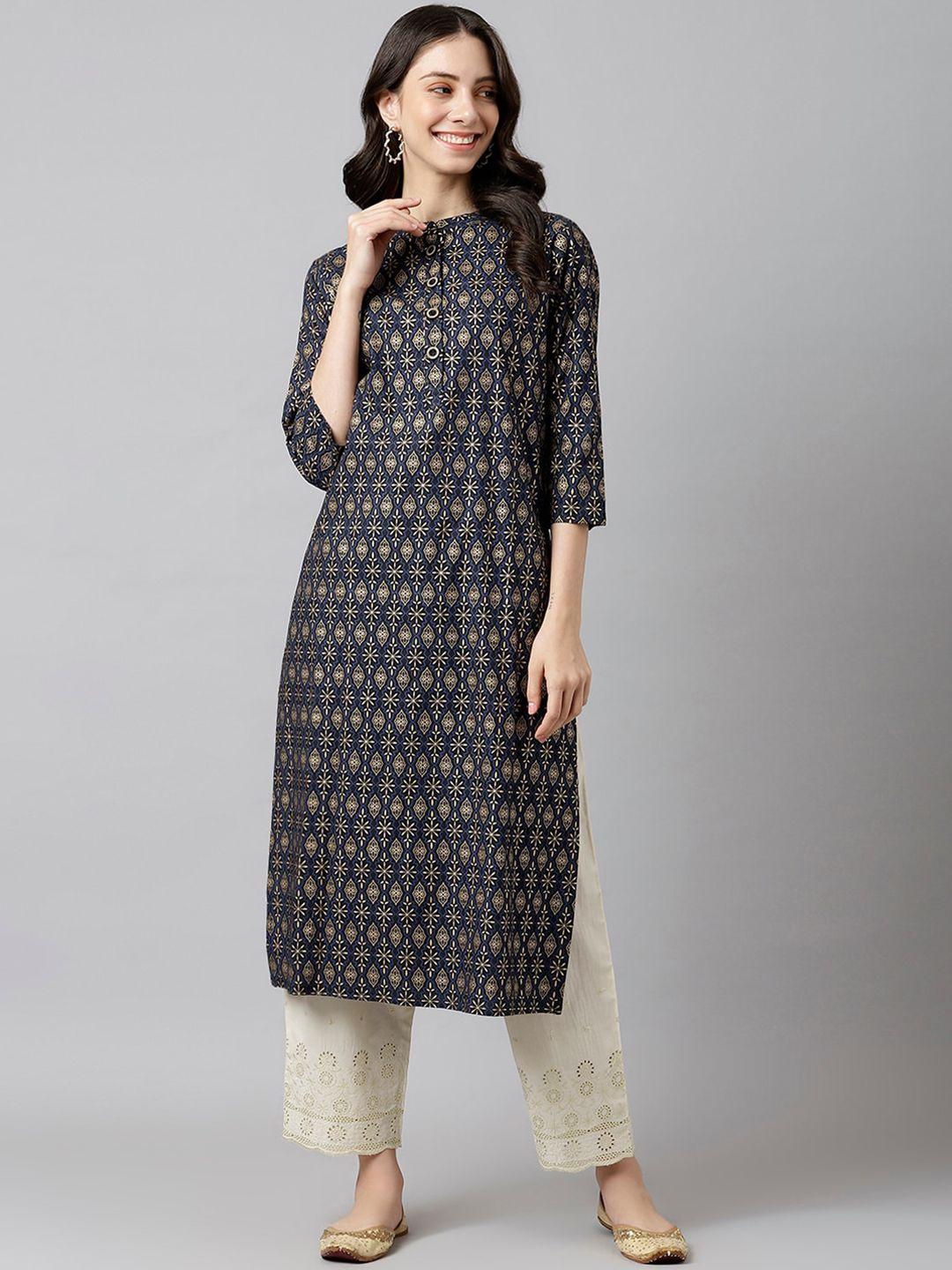 deckedup women ethnic motifs printed indie prints cotton kurta