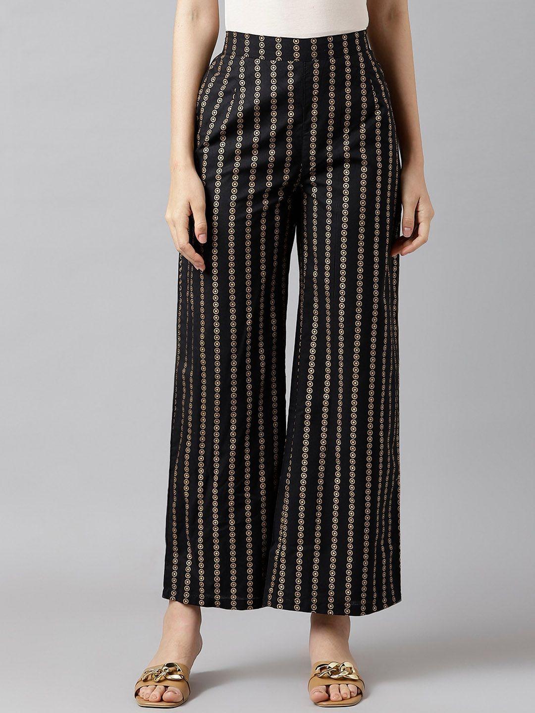 deckedup women geometric printed wide leg cropped ethnic palazzo