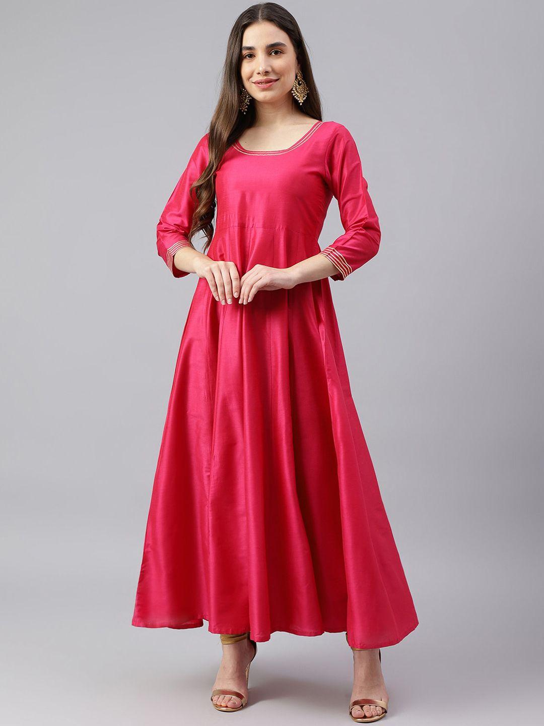 deckedup women magenta anarkali kurta