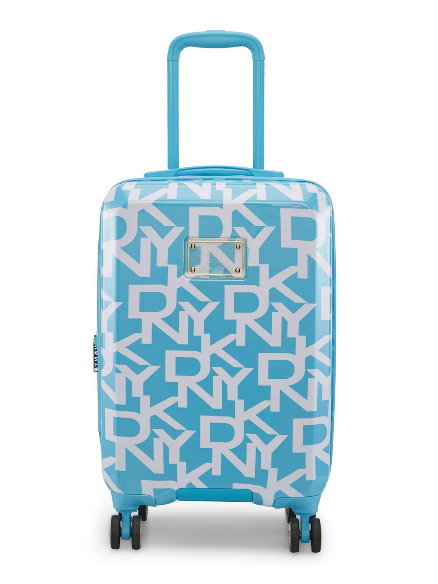 deco signature sky blue colour abs hard cabin 20" luggage with pouch (set of 2)