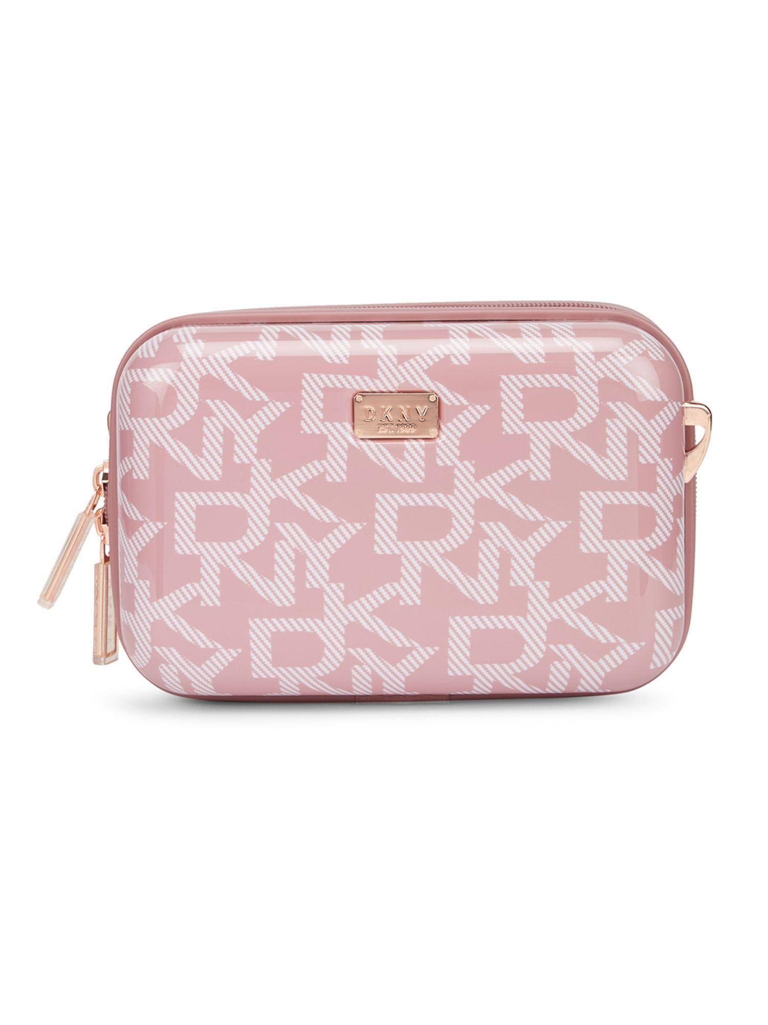 deco signature vintage pink & white colour abs hard one size sling bag