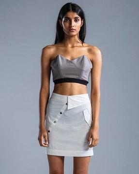 deconstructed short straight skirt