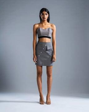 deconstructed short straight skirt