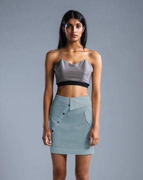 deconstructed short straight skirt