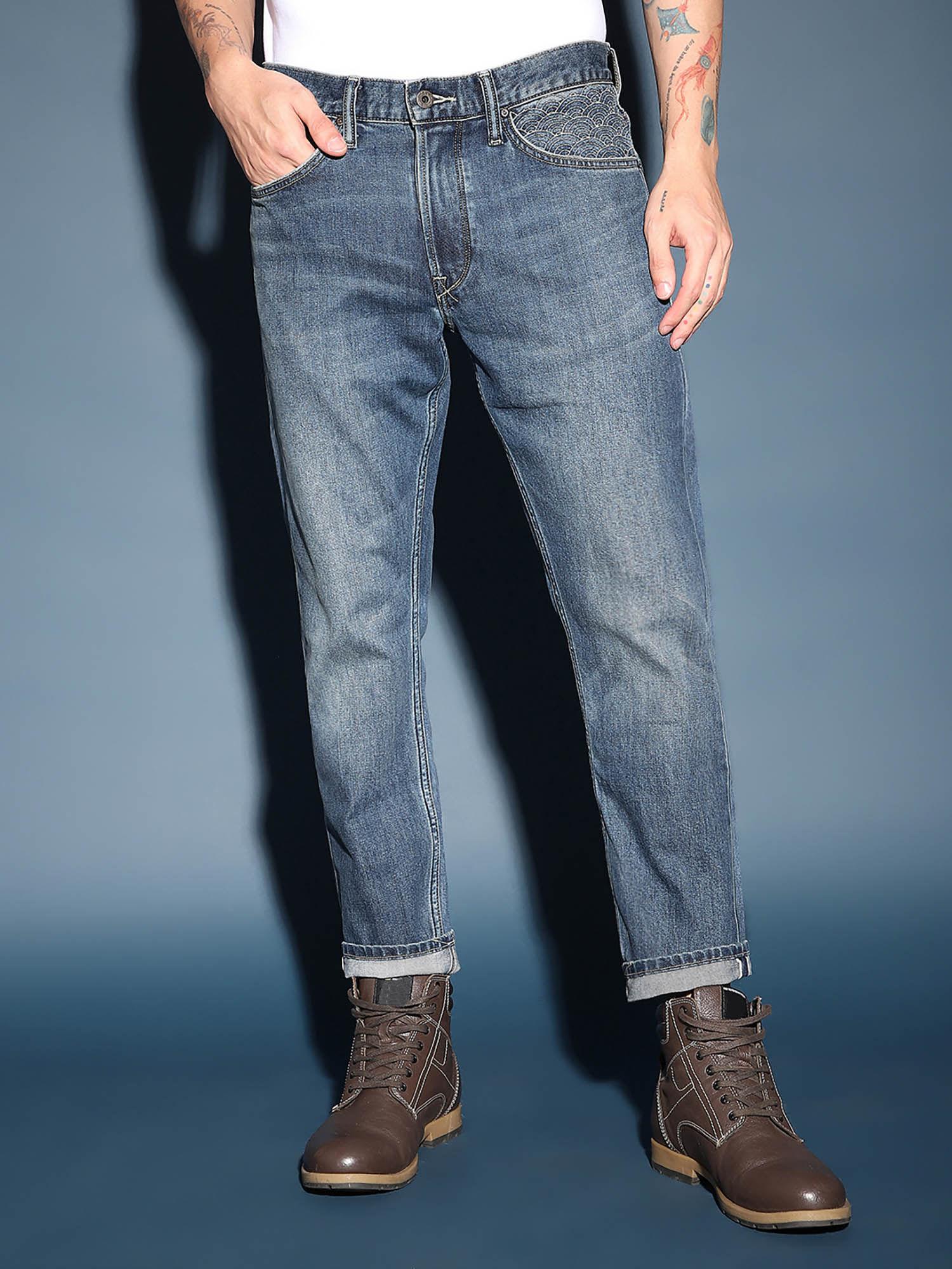 decor selvedge rodeo straight fit mid blue jeans