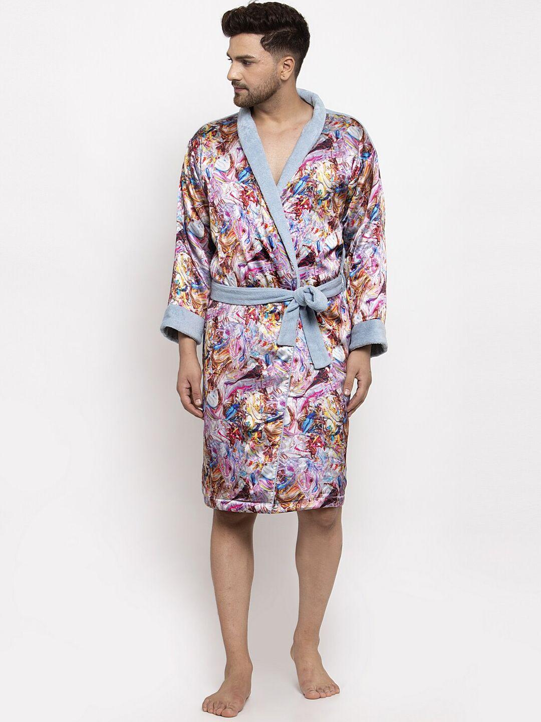 decorealm blue printed bathrobe