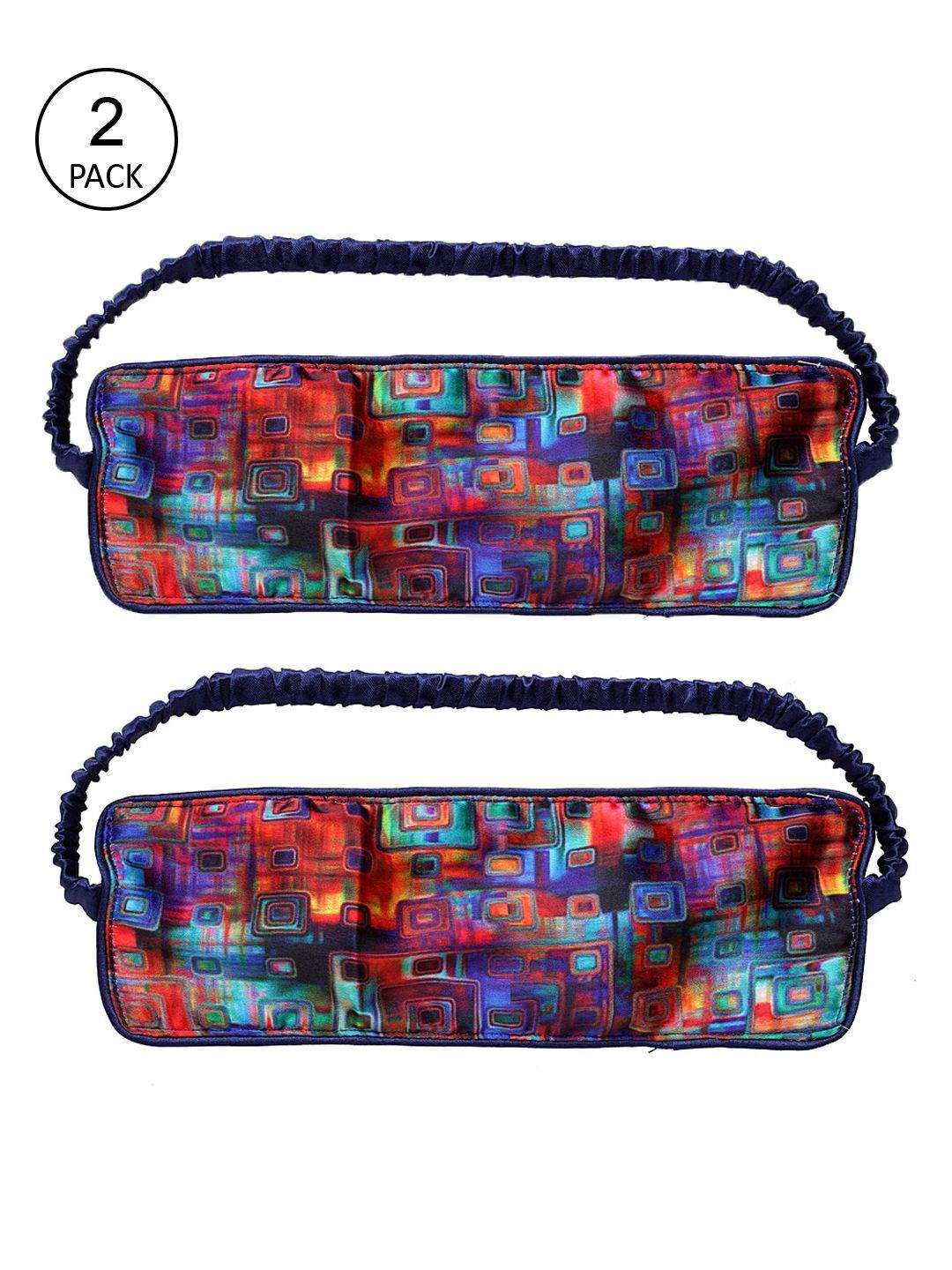 decorealm unisex pack of 2 blue & orange printed travel eye masks