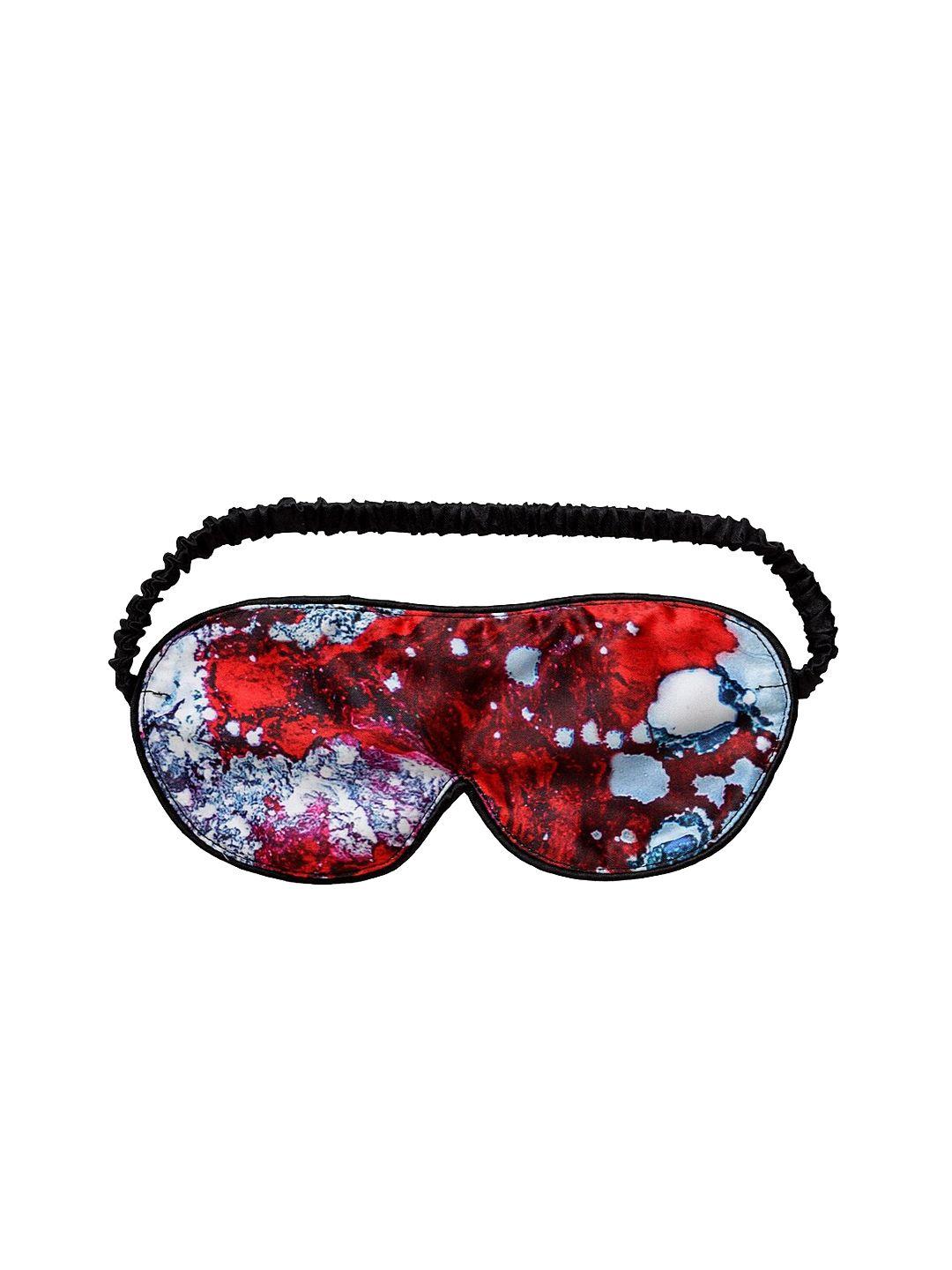 decorealm unisex red & blue printed travel eye mask