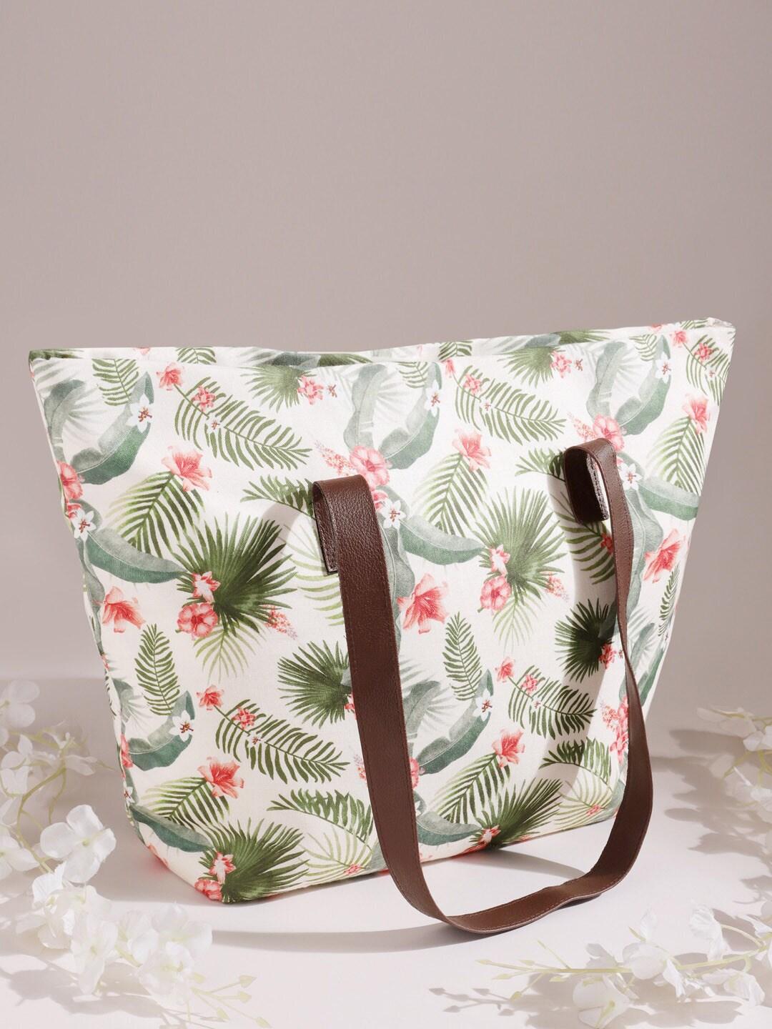deebaco floral printed oversized shopper cotton tote bag