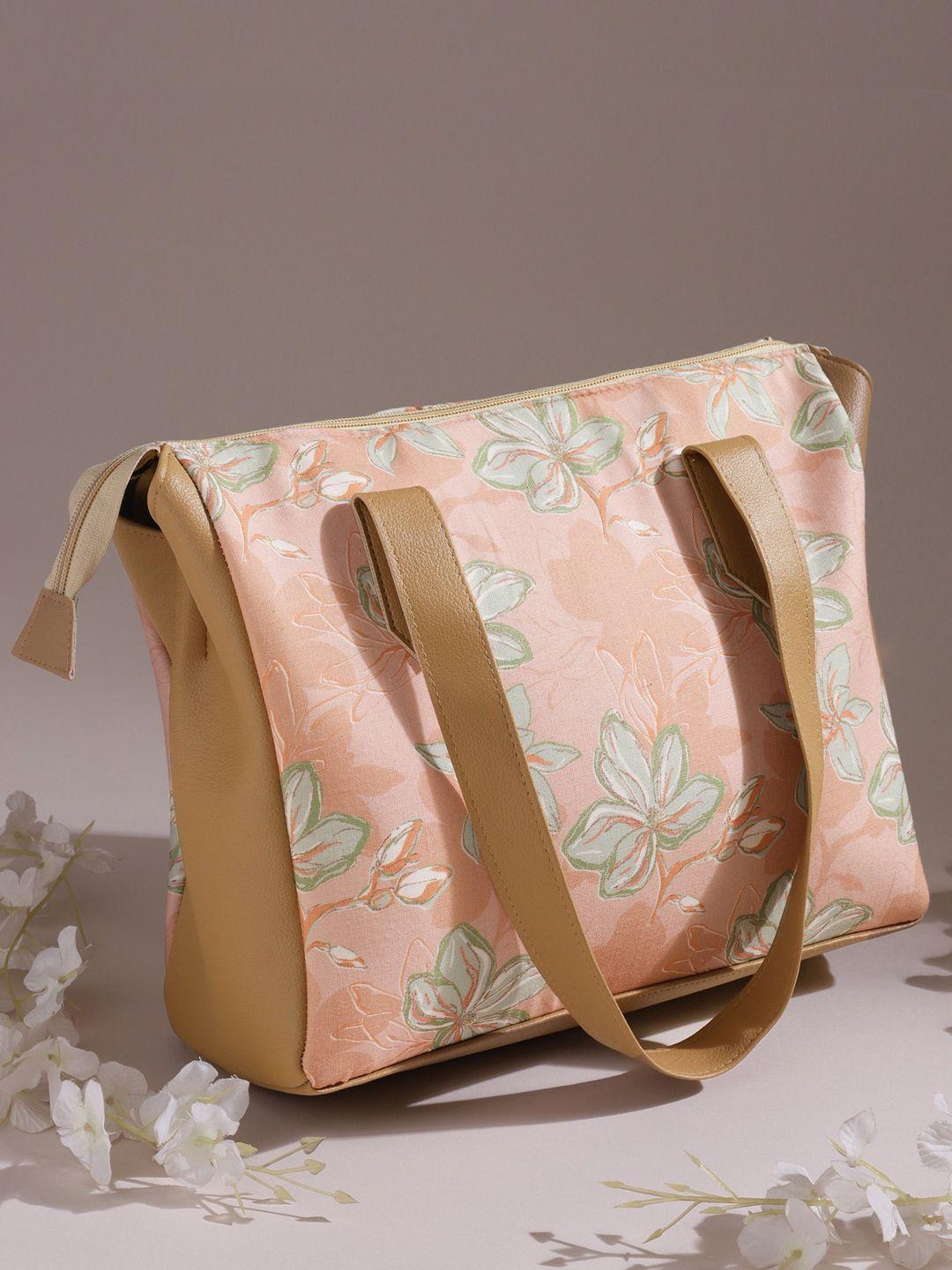 deebaco floral printed structured cotton shoulder bag
