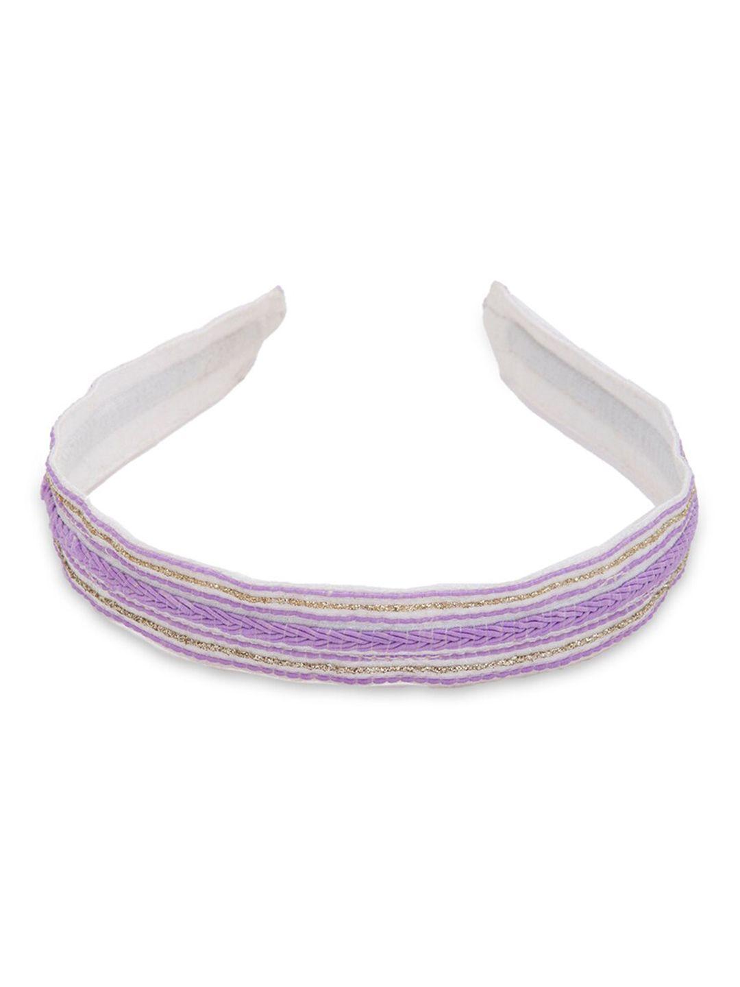 deebaco girls purple & white embellished hairband