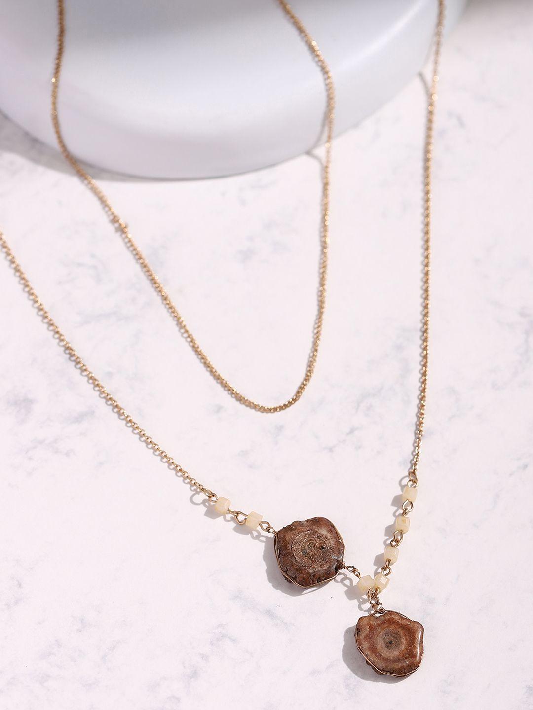deebaco rose gold & brown rose gold-plated necklace