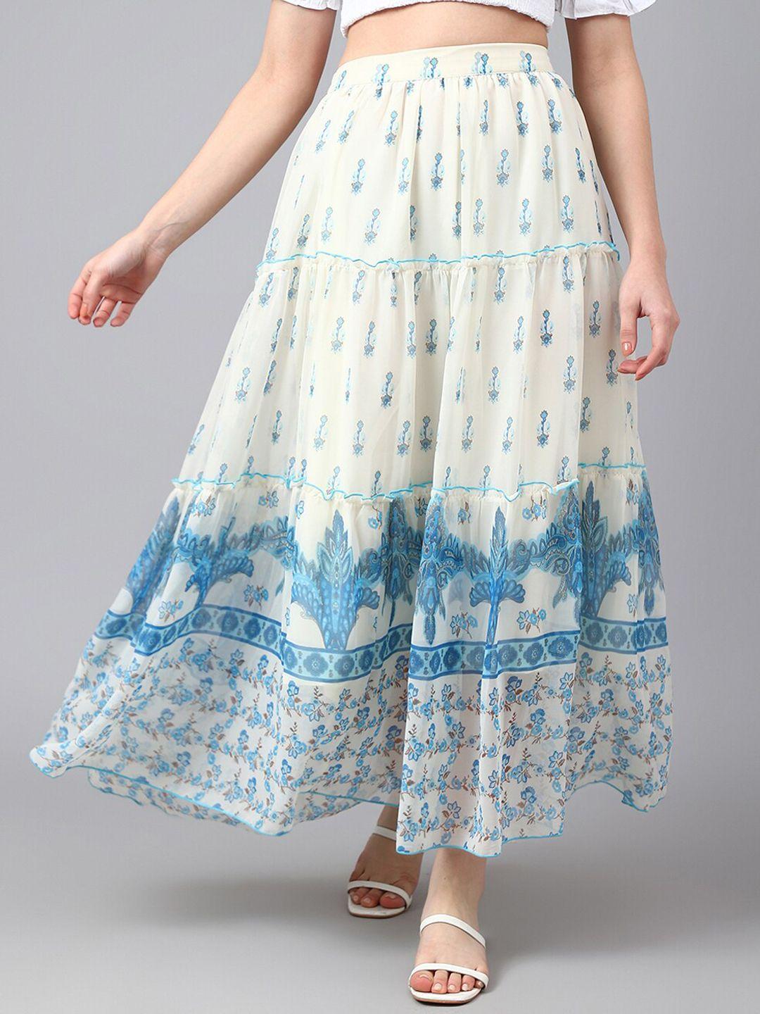 deebaco women floral printed flared maxi skirts