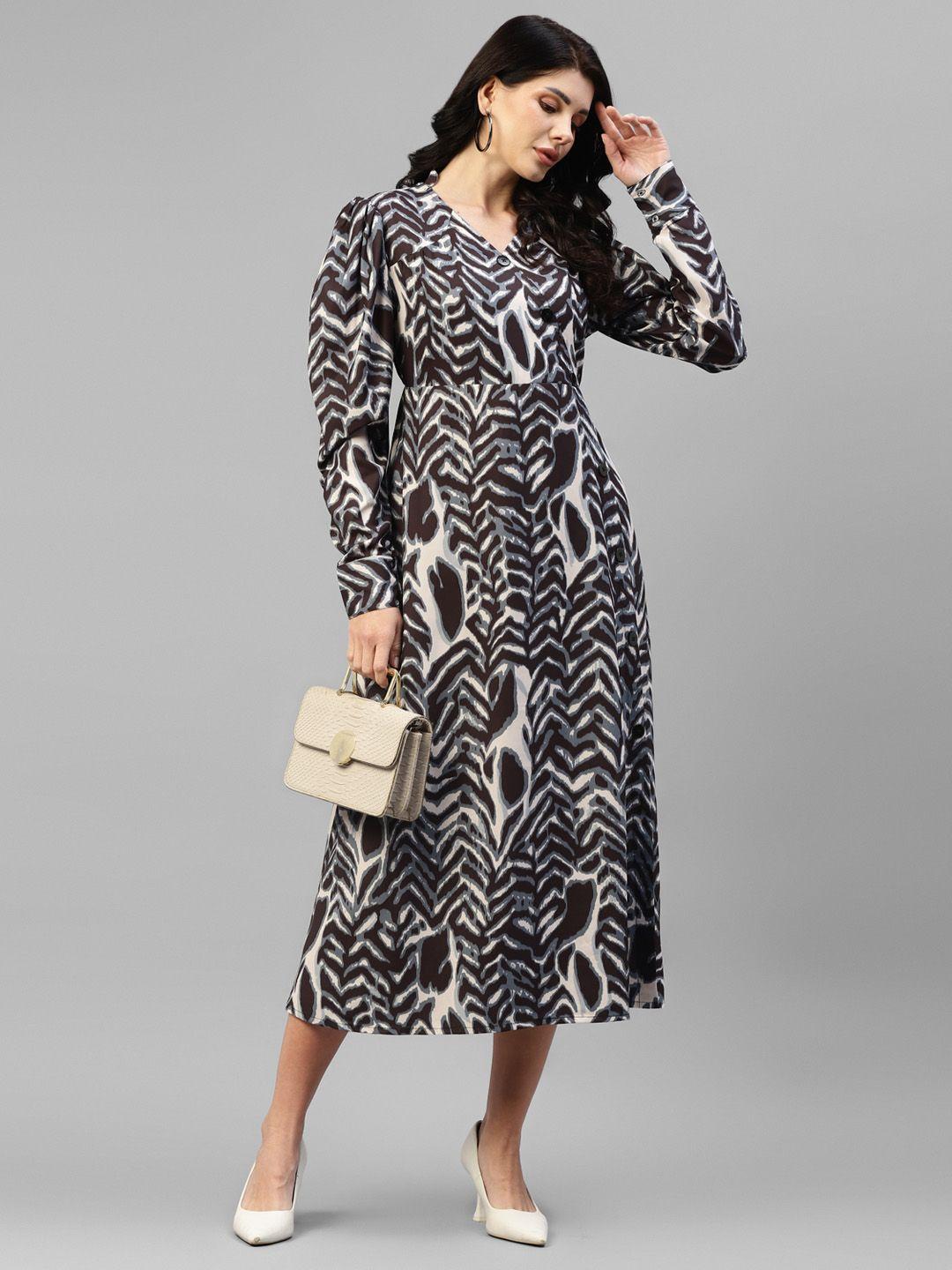 deebaco abstract printed fit & flare midi dress