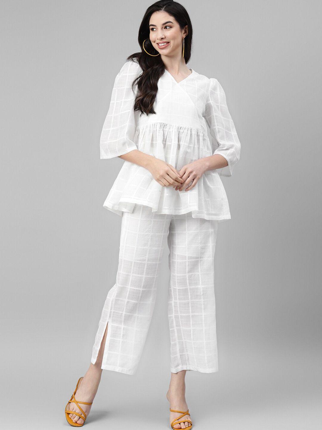 deebaco checked linen tunic with trousers