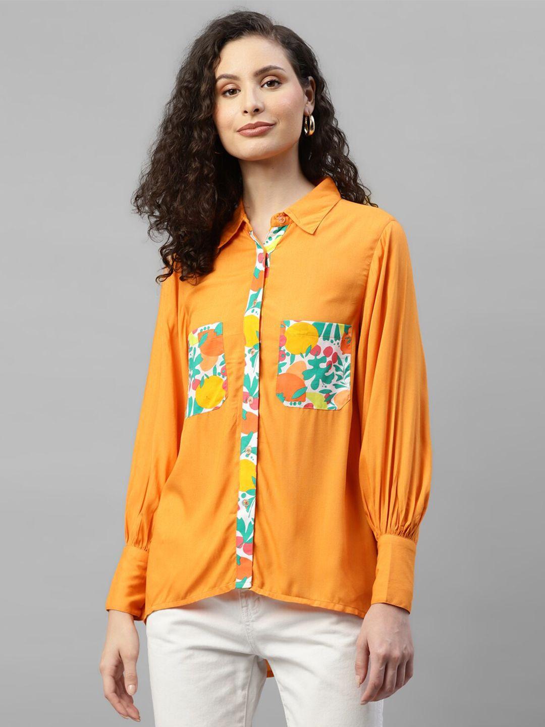 deebaco classic printed pocket high-low casual shirt