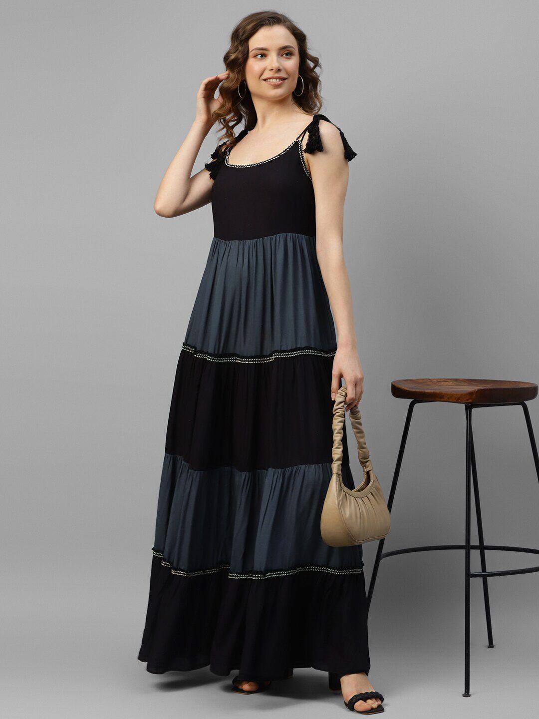 deebaco colourblocked tiered maxi dress