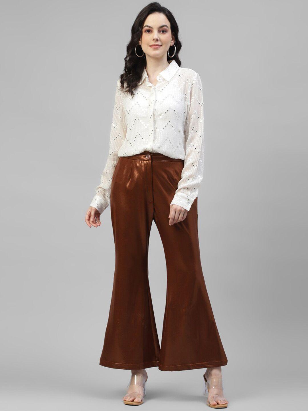 deebaco embroidered shirt with bell bottom pants co-ords