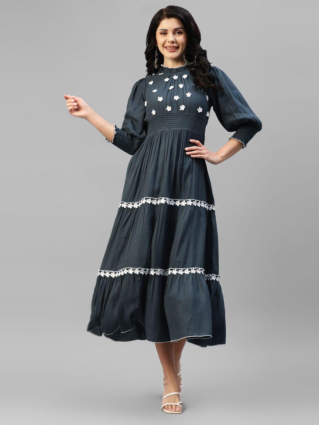 deebaco ethnic motifs a-line midi dress