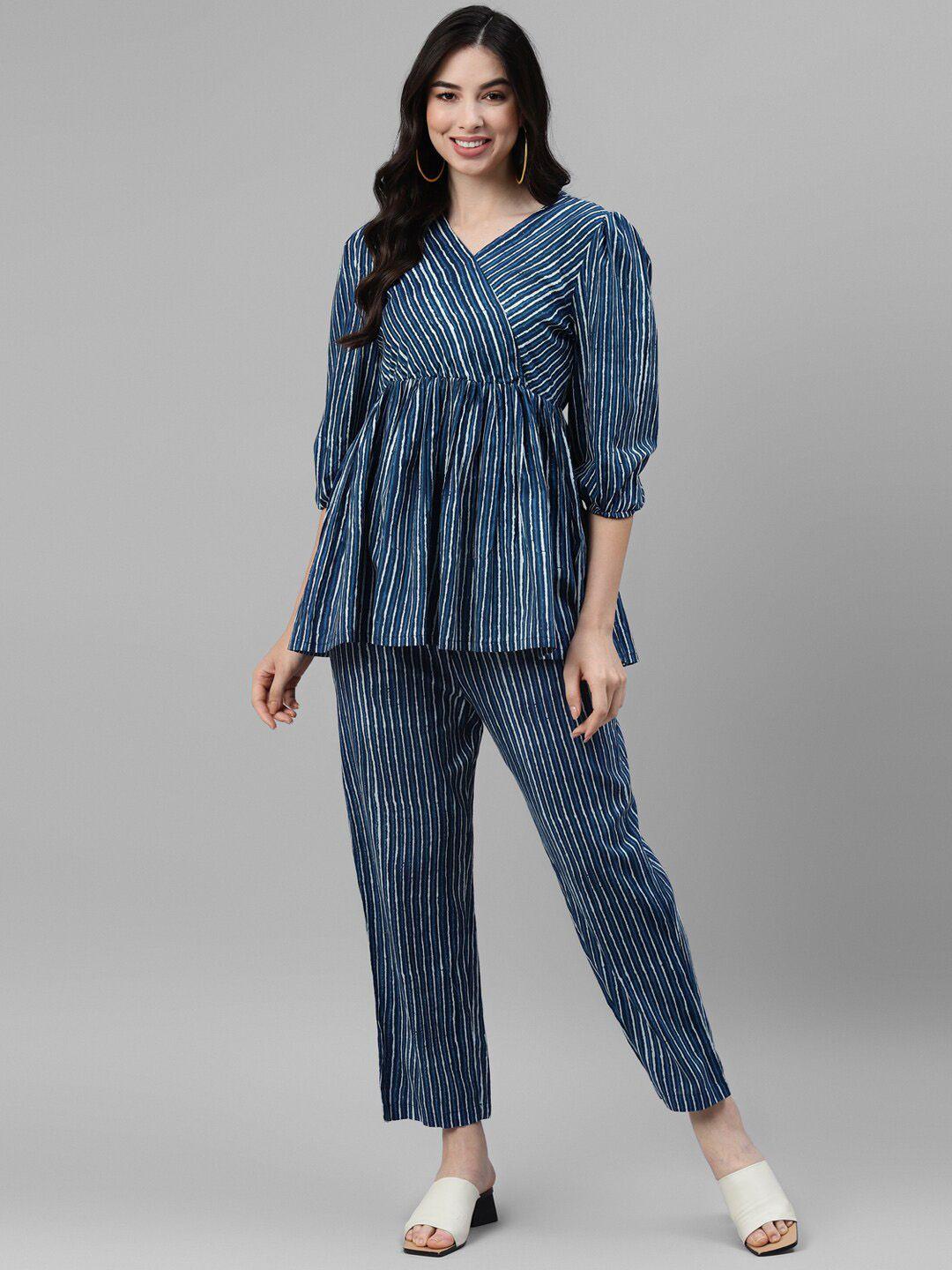deebaco flared  striped tunic top with trousers co-ords