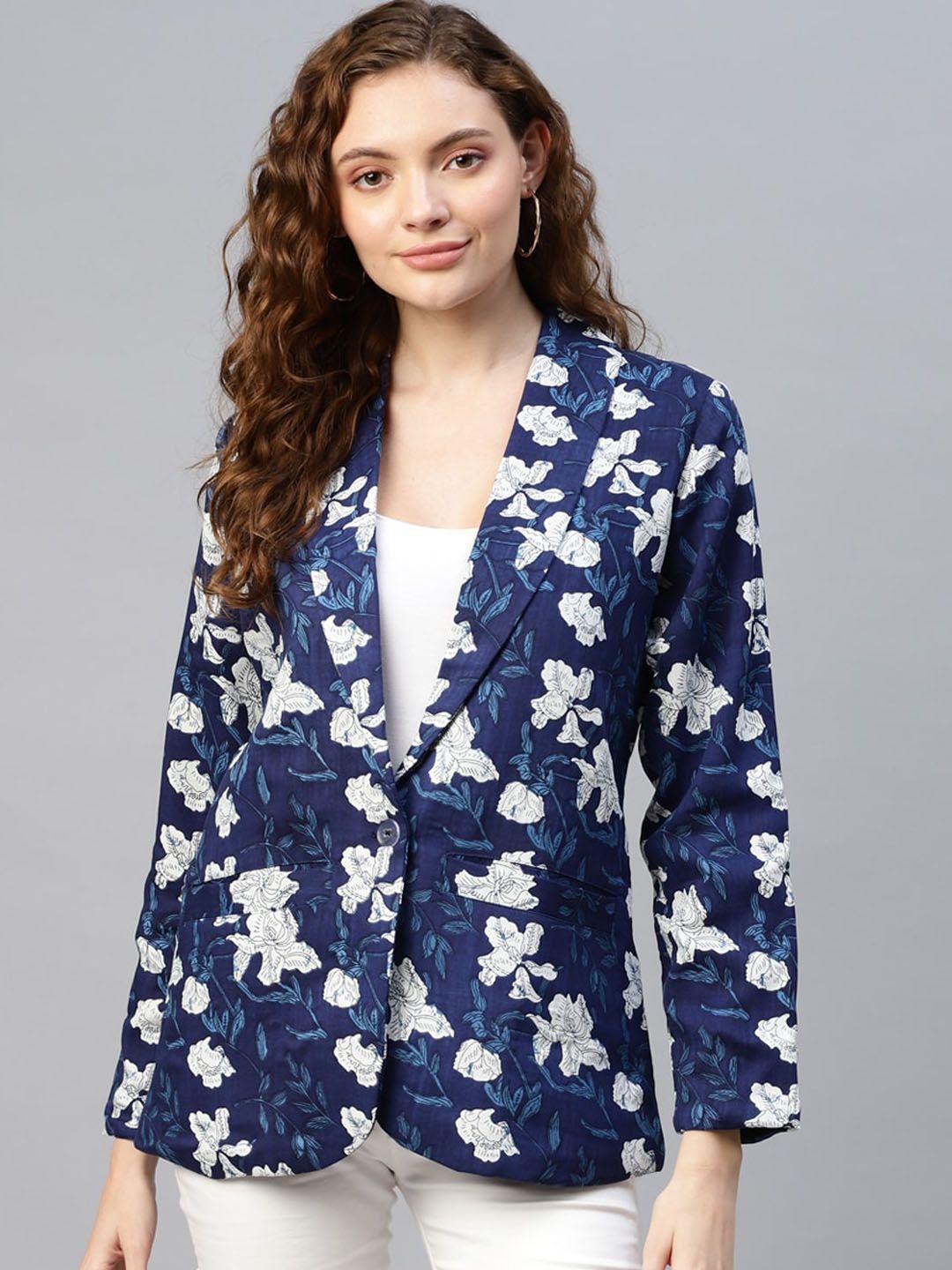 deebaco floral printed single-breasted casual blazer