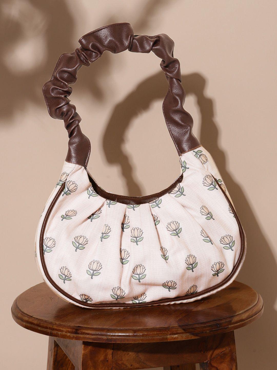 deebaco floral printed structured cotton hobo bag