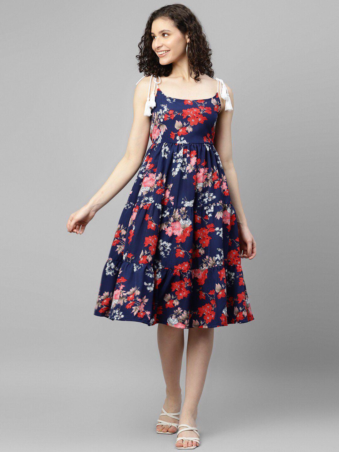 deebaco floral printed tiered dress