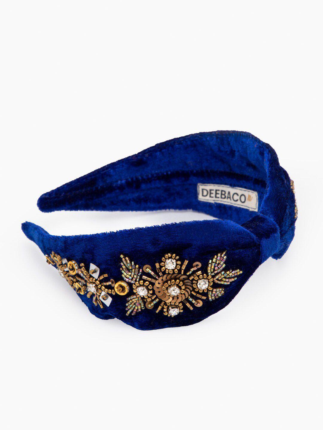 deebaco girls blue & gold-toned embellished hairband