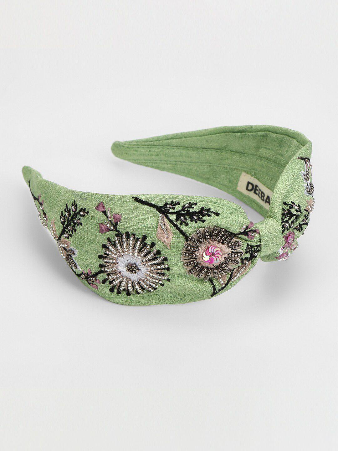 deebaco girls green embellished bow shaped hairband