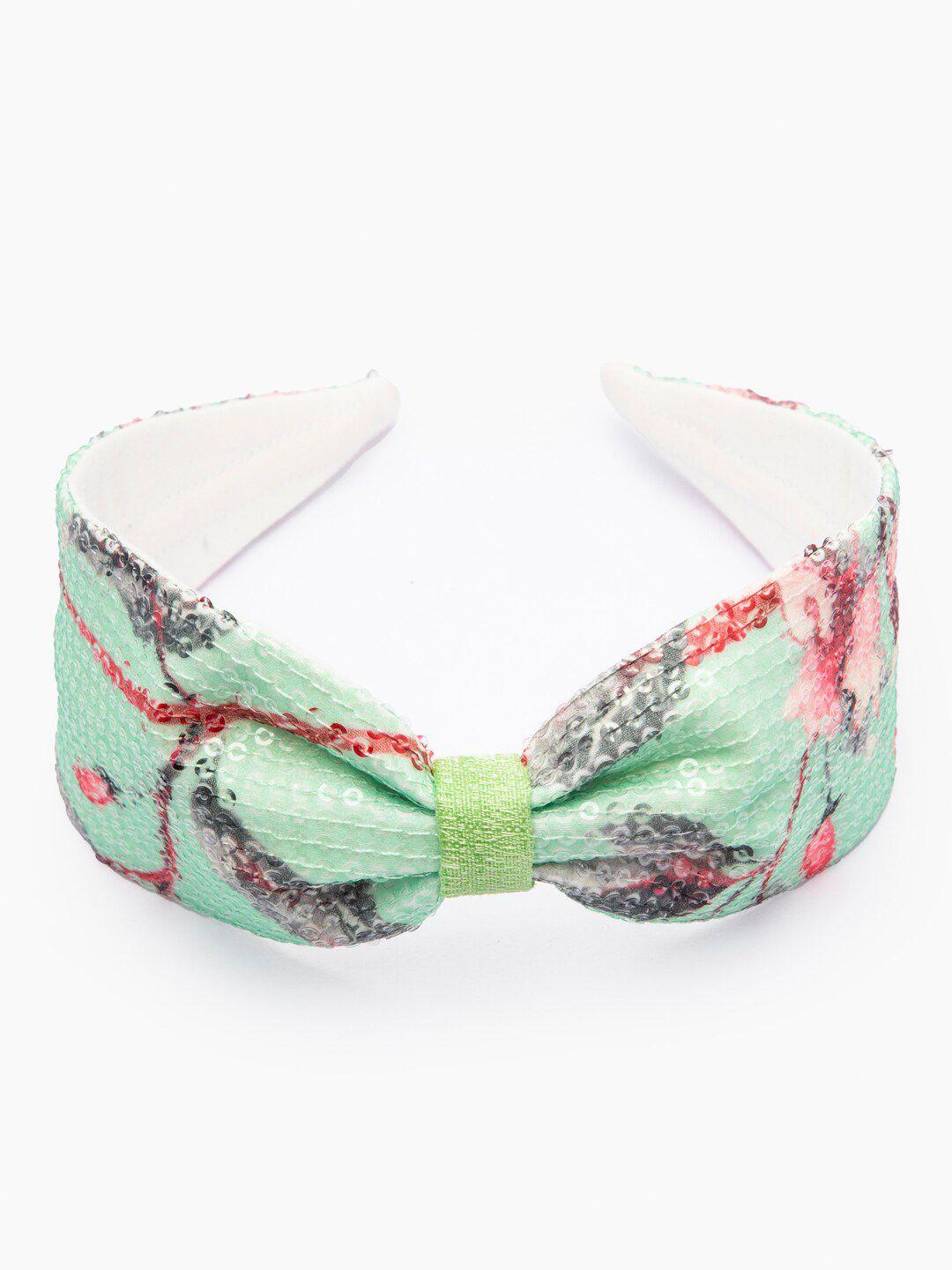 deebaco girls sea green embellished bow shaped hairband