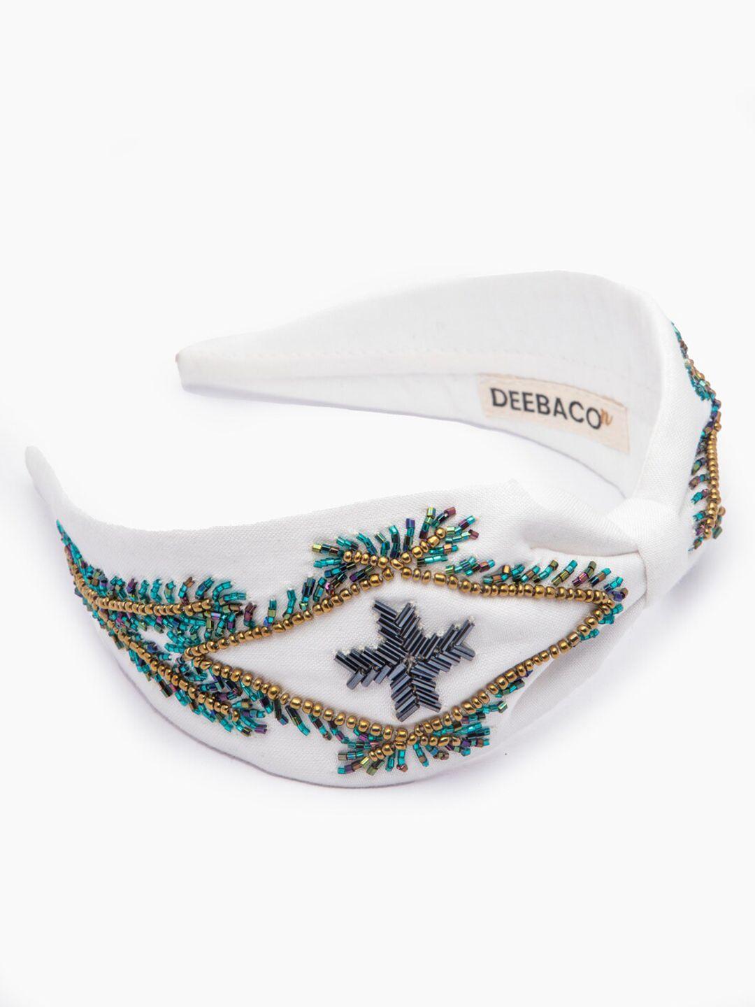 deebaco girls white embellished bow shaped hairband