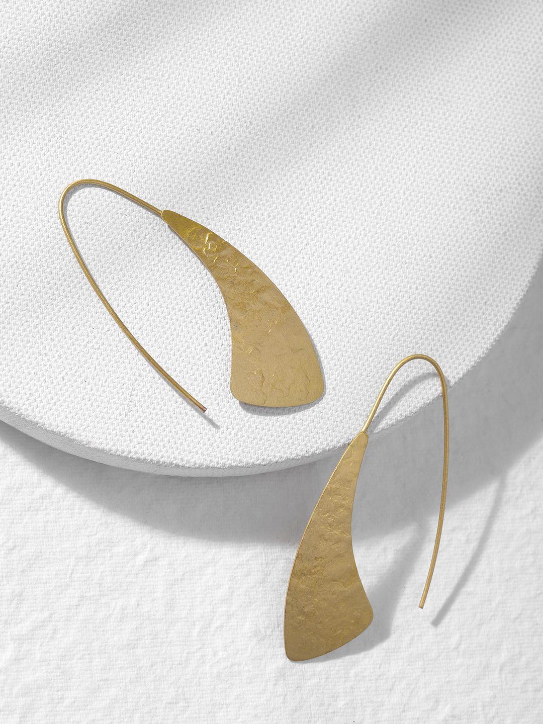 deebaco gold-toned contemporary brass fancy earwire earrings